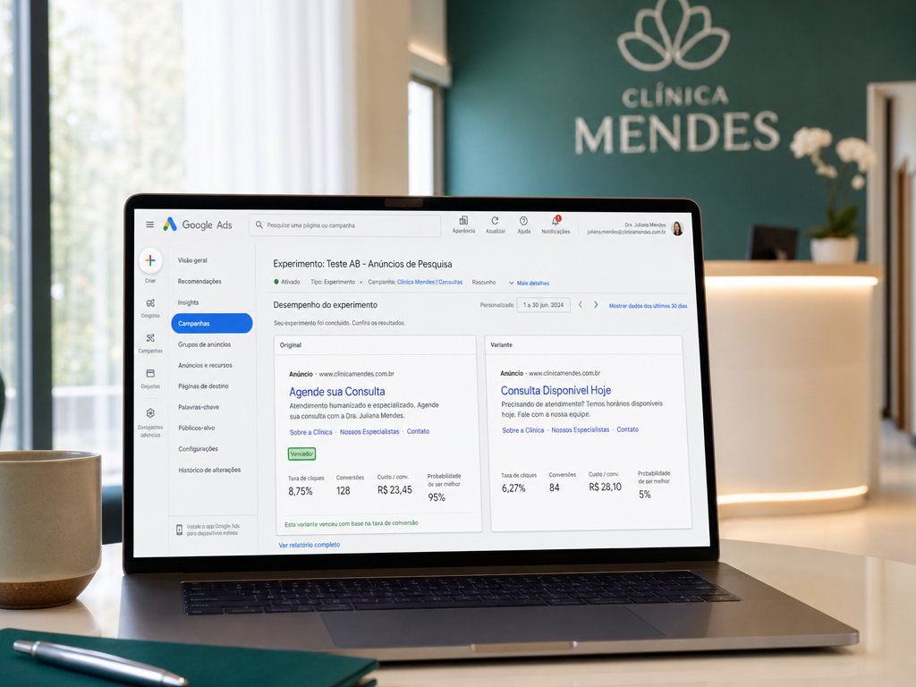 Teste A/B no Google Ads para Clínica: Qual Anúncio Converte Mais